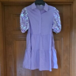 Peach Love California Purple Puff Sleeve Sundress